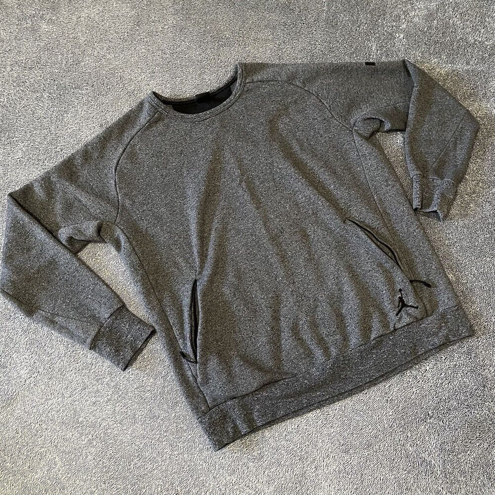 Nike Mens Air Jordan Dark Heather Gray Long Sleeve Sweatshirt Size XXL W/Pockets